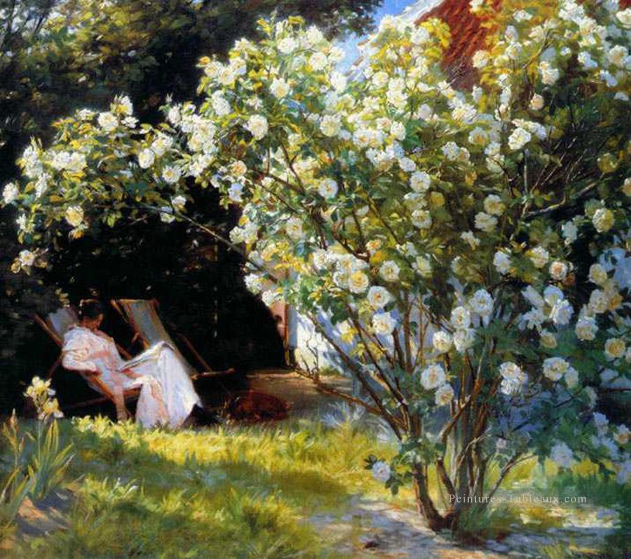 Marie en el jardin Peder Séverin Kroyer Fleurs impressionnistes Peintures à l'huile